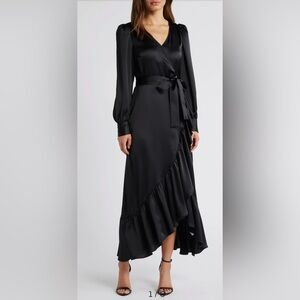 NWT Nordstrom Chelsea 28 Ruffle Long Sleeve Faux Wrap Maxi Dress